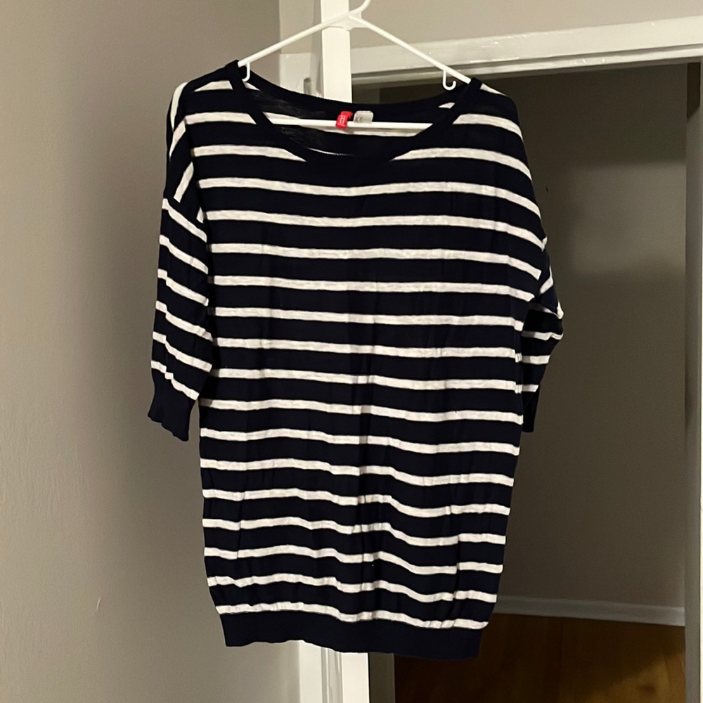 H&M Navy/ivory striped light sweater
